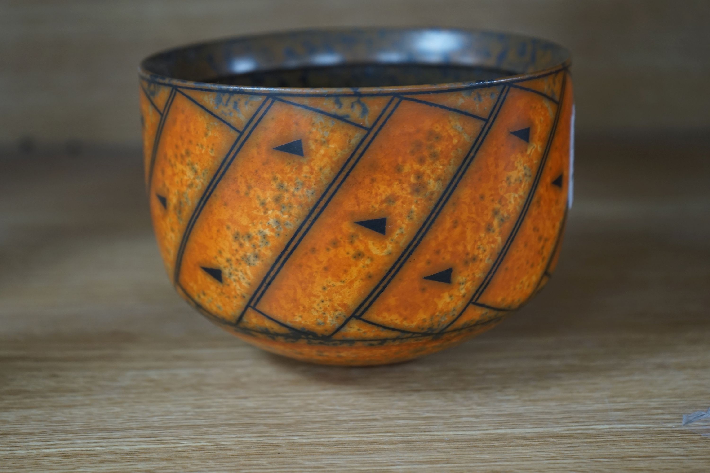 Duncan Ross (b.1943), a burnished terra-sigillata U-shaped vase (small glaze flake to rim) 15cm wide